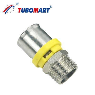 Tubomart CW614N ガスパイプフィッティング 1/4-4'' PN25 プレスフィッティング PEX 黄色 平等肘のガスフィッティング