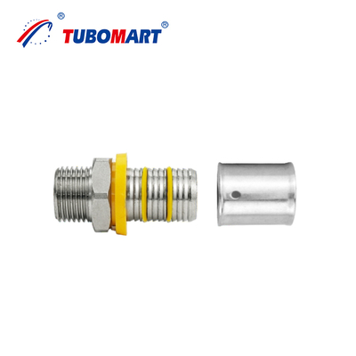 Tubomart オーダーメイドサポート OEM ブラス PEX AL PEX フィッティング ガスの配管システム 黄色 16-32MM ソケットティー 肘